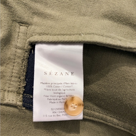 Sezane LIBERTÉ Olive Green Embroidered Military Jacket/Button Down Shirt - Picture 8 of 9
